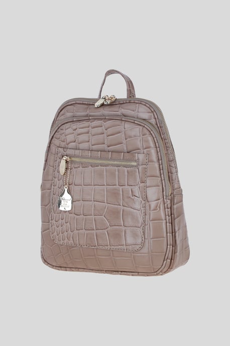 Real Leather Backpack with Multiple Pockets and Gold-Tone Hardware - Image 2