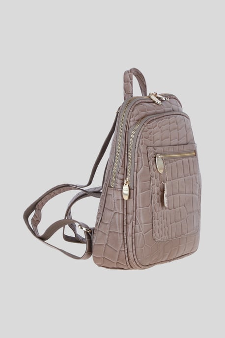 Real Leather Backpack with Multiple Pockets and Gold-Tone Hardware - Image 4