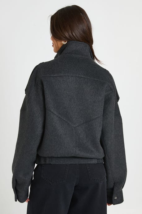 Asymmetric Wool Look Jacket - Image 2