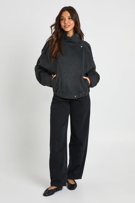 Asymmetric Wool Look Jacket - Image 3