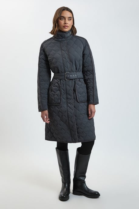 Petite Quilted Tipped Long Coat - Image 1