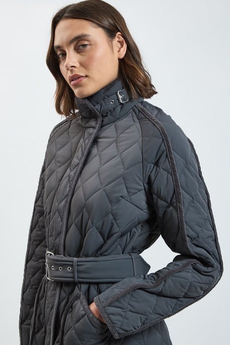 Quilted Tipped Long Coat - Image 2