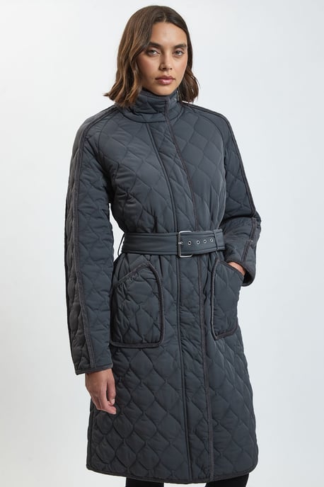 Quilted Tipped Long Coat - Image 4