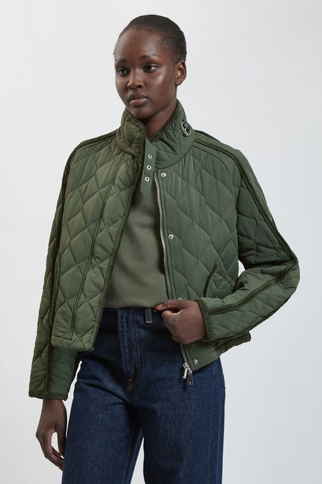 Quilted Tipped Detail Short Coat - Image 1