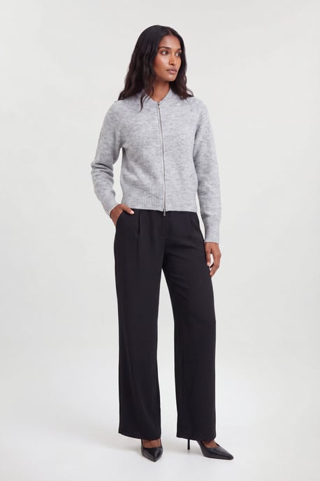 Wool Blend Cosy Knit Bomber Jacket - Image 1