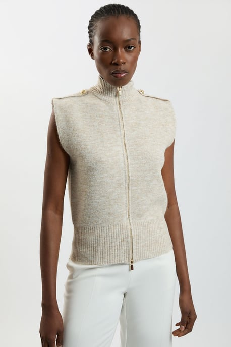 Wool Blend Cosy Knit Sleeveless Jacket - Image 1