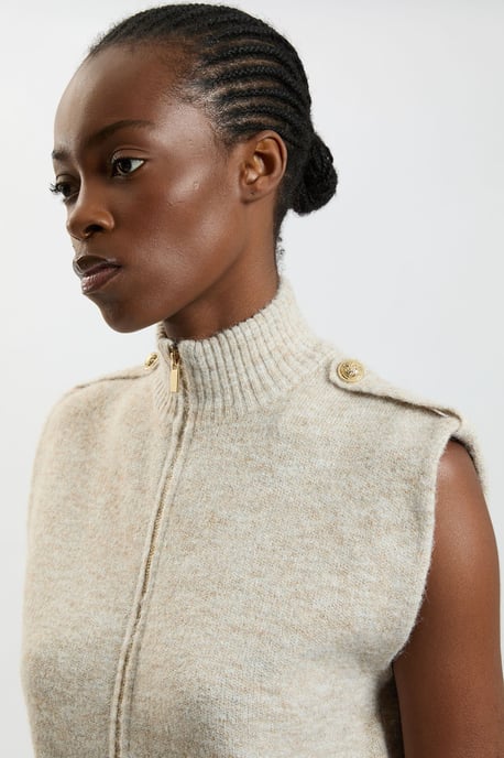 Wool Blend Cosy Knit Sleeveless Jacket - Image 2