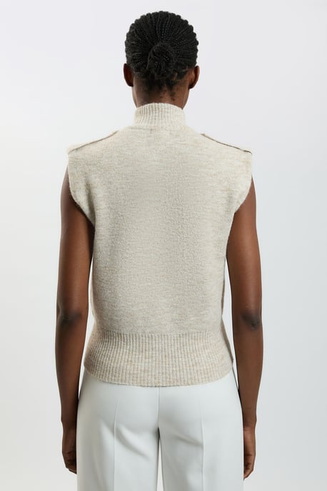 Wool Blend Cosy Knit Sleeveless Jacket - Image 4