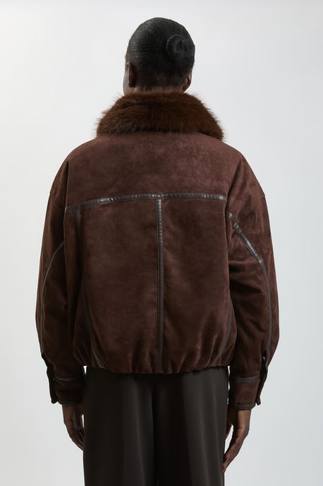 Faux Leather Mix Short Bomber Jacket - Image 2