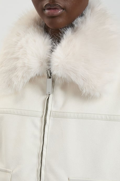 Faux Leather Mix Short Bomber Jacket - Image 4