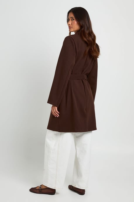 Belted Double Breasted Wool Look Coat - Image 2
