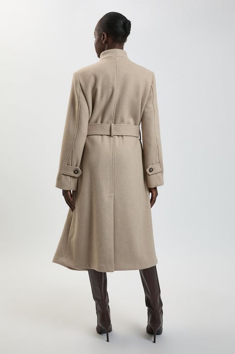 Petite Wool Wrap Neck Tailored Belted Midi Coat - Image 3