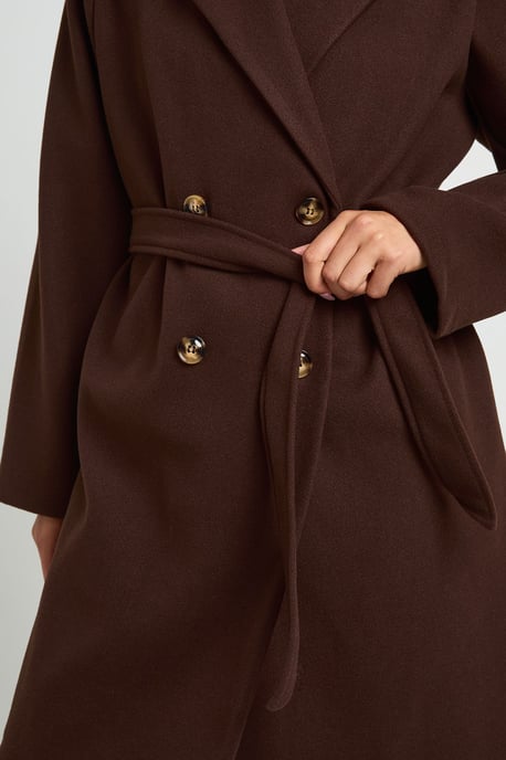 Belted Double Breasted Wool Look Coat - Image 4
