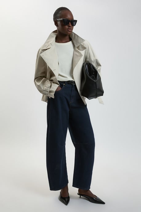 Funnel Neck Short Trench Coat - Image 1