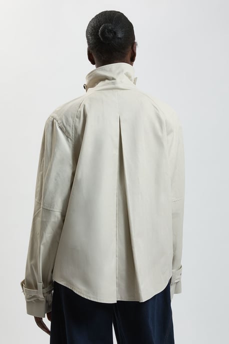 Funnel Neck Short Trench Coat - Image 3