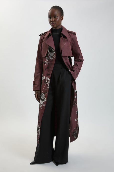 Petite Jacquard Mix Trench Coat - Image 1