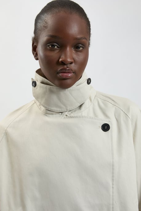 Funnel Neck Short Trench Coat - Image 4