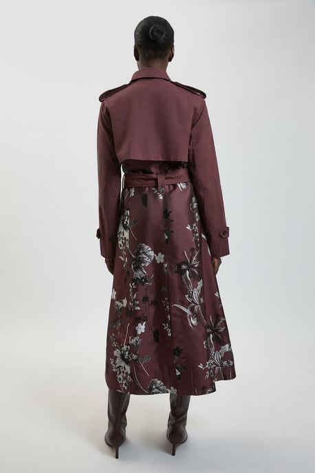 Petite Jacquard Mix Trench Coat - Image 2