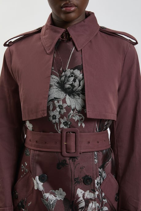 Petite Jacquard Mix Trench Coat - Image 3