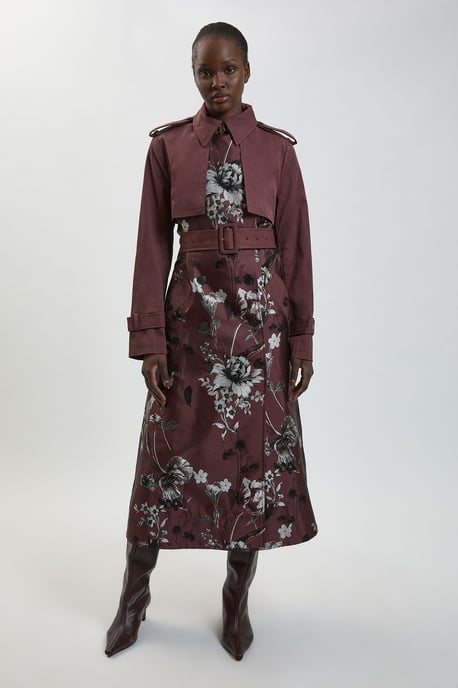 Petite Jacquard Mix Trench Coat - Image 4