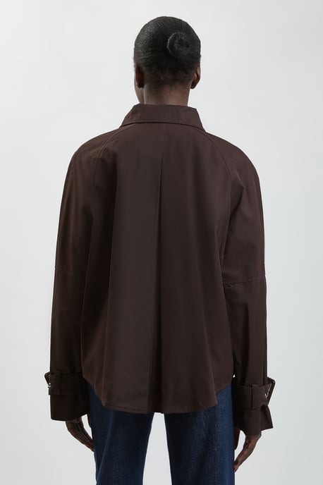 Funnel Neck Short Trench Coat - Image 3