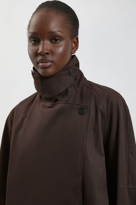 Funnel Neck Short Trench Coat - Image 4