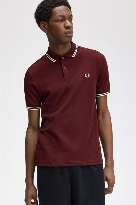 Fred Perry Twin Tipped Polo Shirt Oxblood - Image 4