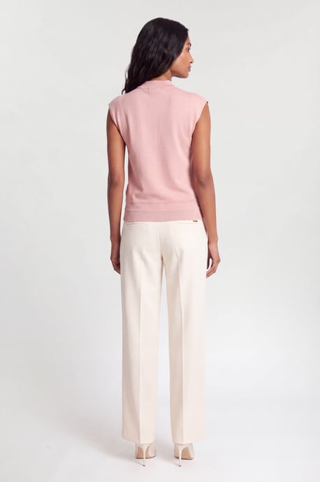 Slinky Drape High Neck Knitted Tank Top - Image 2