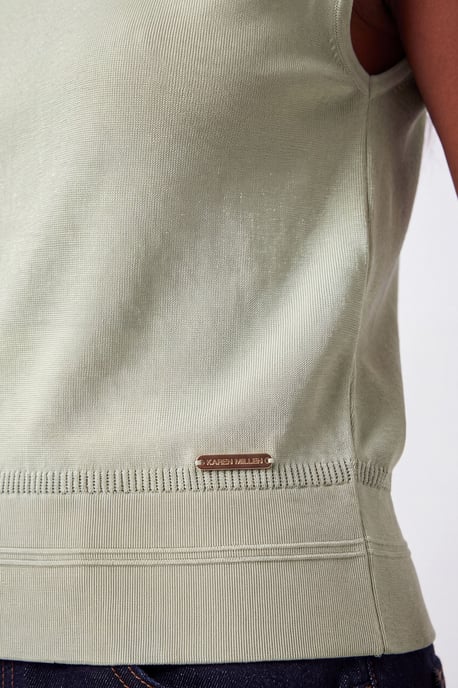 Slinky Drape High Neck Knitted Tank Top - Image 3