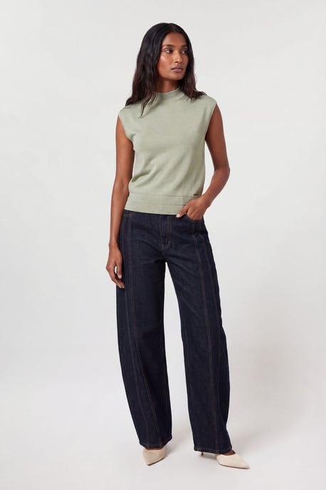 Slinky Drape High Neck Knitted Tank Top - Image 4