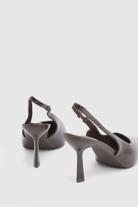 Maja Faux Cracked Leather Slingback High Stiletto Heel Court Shoes - Image 2