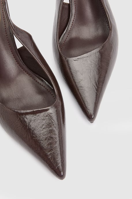 Maja Faux Cracked Leather Slingback High Stiletto Heel Court Shoes - Image 3