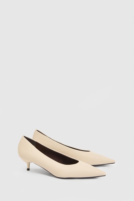 Hannah Faux Leather Pointed Kitten Heel Court Shoes - Image 1