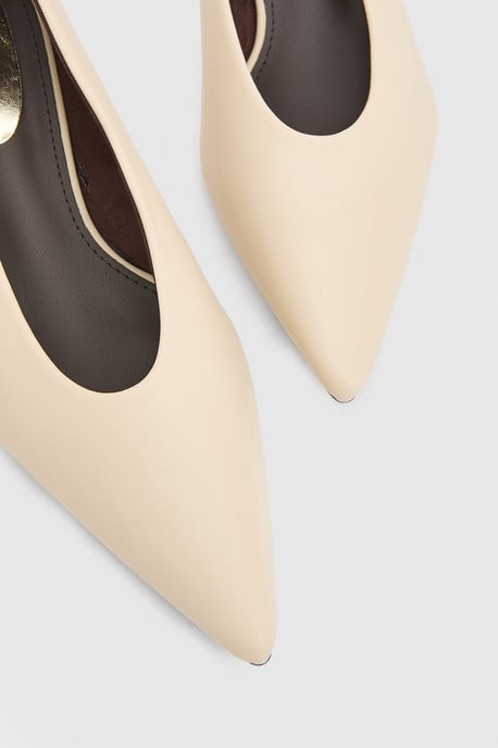 Hannah Faux Leather Pointed Kitten Heel Court Shoes - Image 3