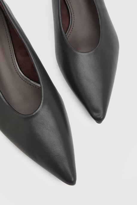 Hannah Faux Leather Pointed Kitten Heel Court Shoes - Image 3