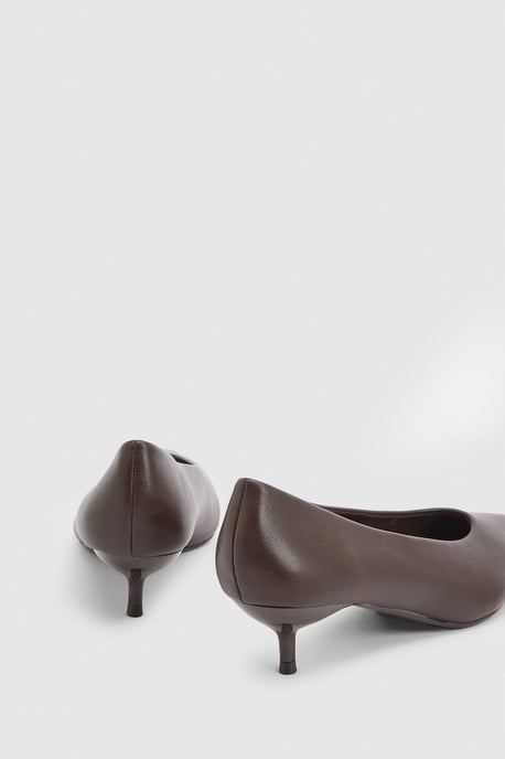 Hannah Faux Leather Pointed Kitten Heel Court Shoes - Image 2