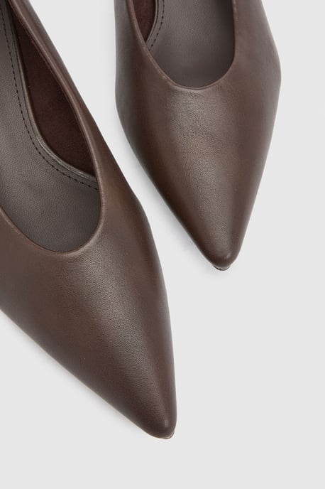 Hannah Faux Leather Pointed Kitten Heel Court Shoes - Image 3