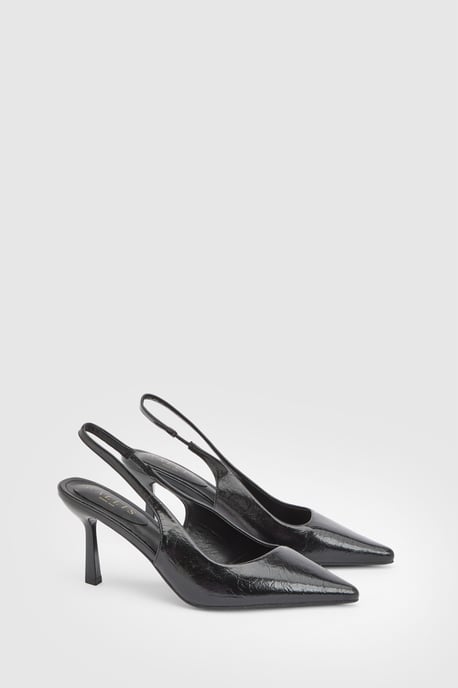 Maja Faux Cracked Leather Slingback High Stiletto Heel Court Shoes - Image 1