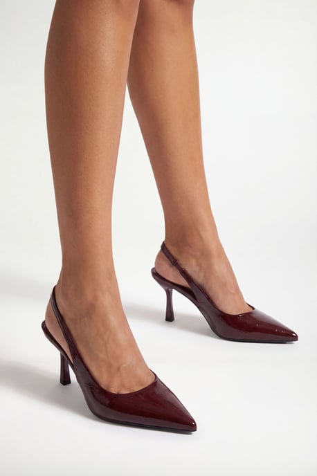 Maja Faux Cracked Leather Slingback High Stiletto Heel Court Shoes - Image 1