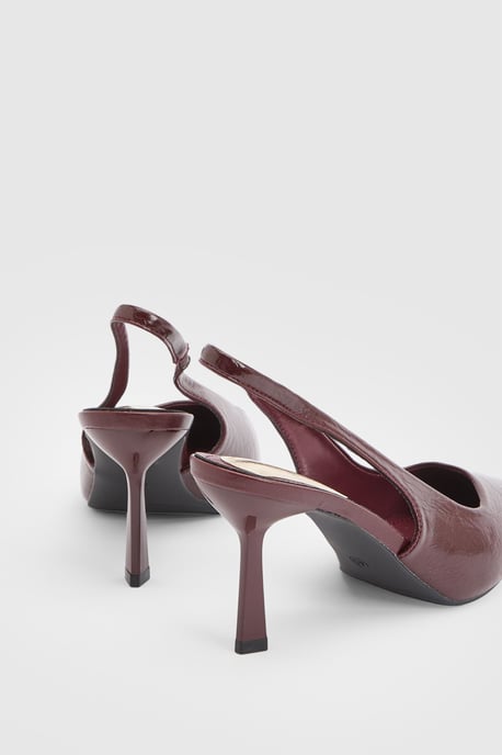 Maja Faux Cracked Leather Slingback High Stiletto Heel Court Shoes - Image 4