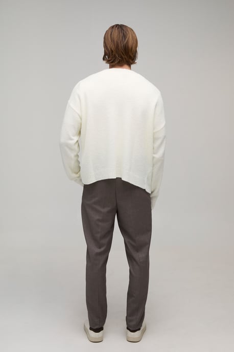 Relaxed Boxy Boucle Branded Knitted Cardigan - Image 2