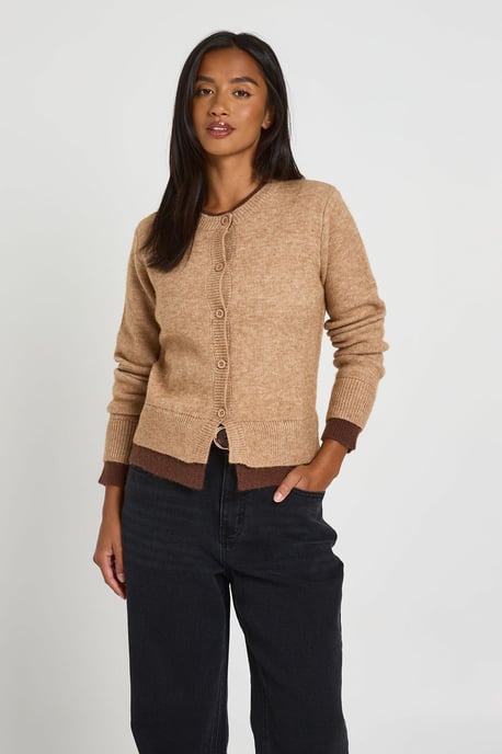 Petite Double Layer Button Through Knitted Cardigan - Image 3