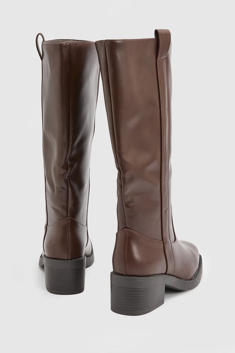Wide Fit Benji Faux Leather Knee Boots - Image 2