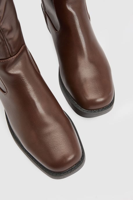 Wide Fit Benji Faux Leather Knee Boots - Image 3