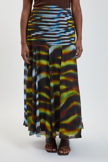 Plus Size Viscose Georgette Animal Print Drop Hem Woven Maxi Skirt - Image 2