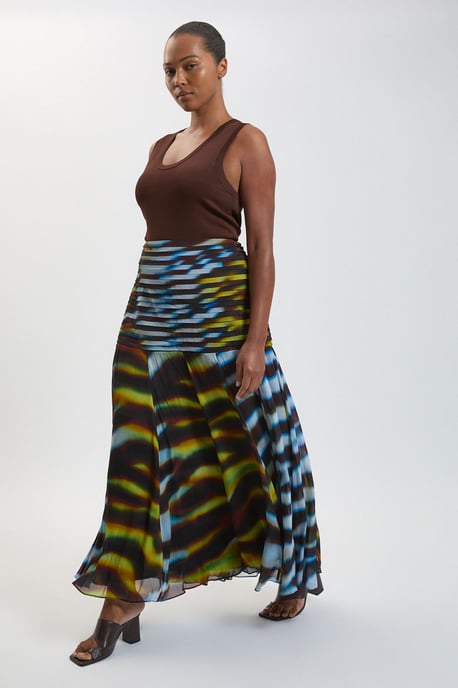Plus Size Viscose Georgette Animal Print Drop Hem Woven Maxi Skirt - Image 3