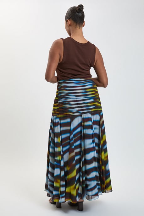 Plus Size Viscose Georgette Animal Print Drop Hem Woven Maxi Skirt - Image 4