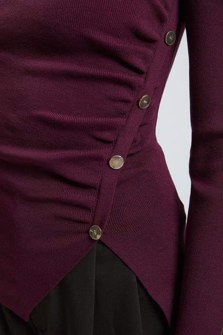 Asymmetric Fastening Viscose Knit Jumper - Image 2