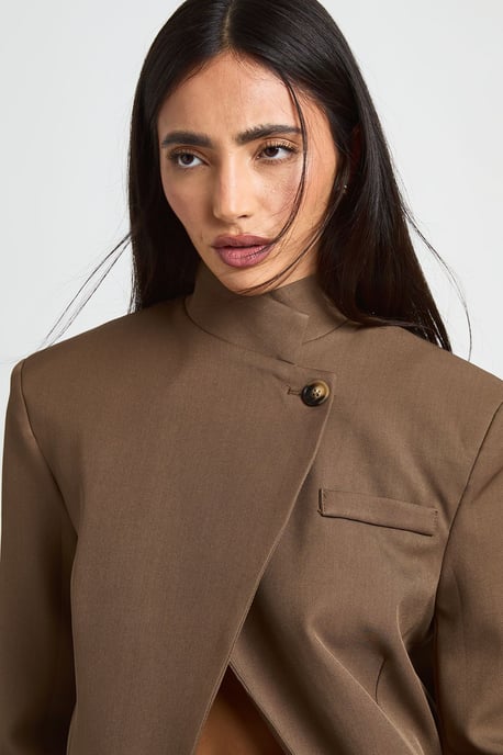 Funnel Neck Wrap Front Blazer - Image 4