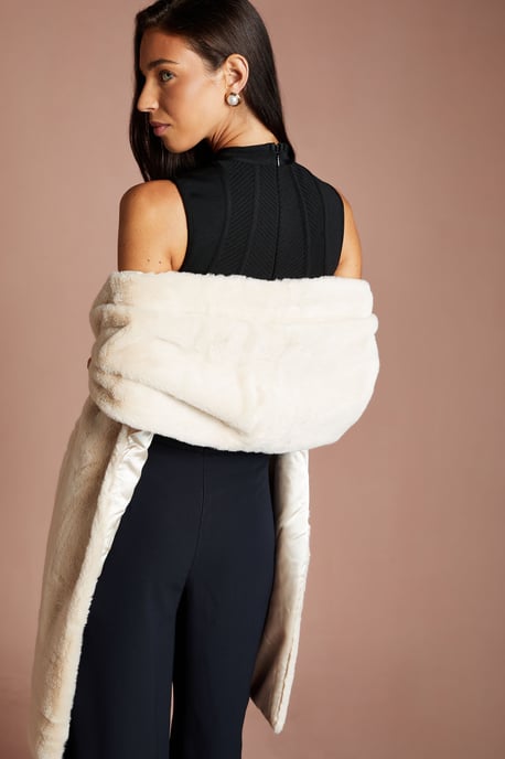 Natural Faux Fur Wrap Shawl - Image 3